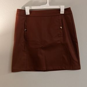 Faux Leather Pocket Shif Skirt